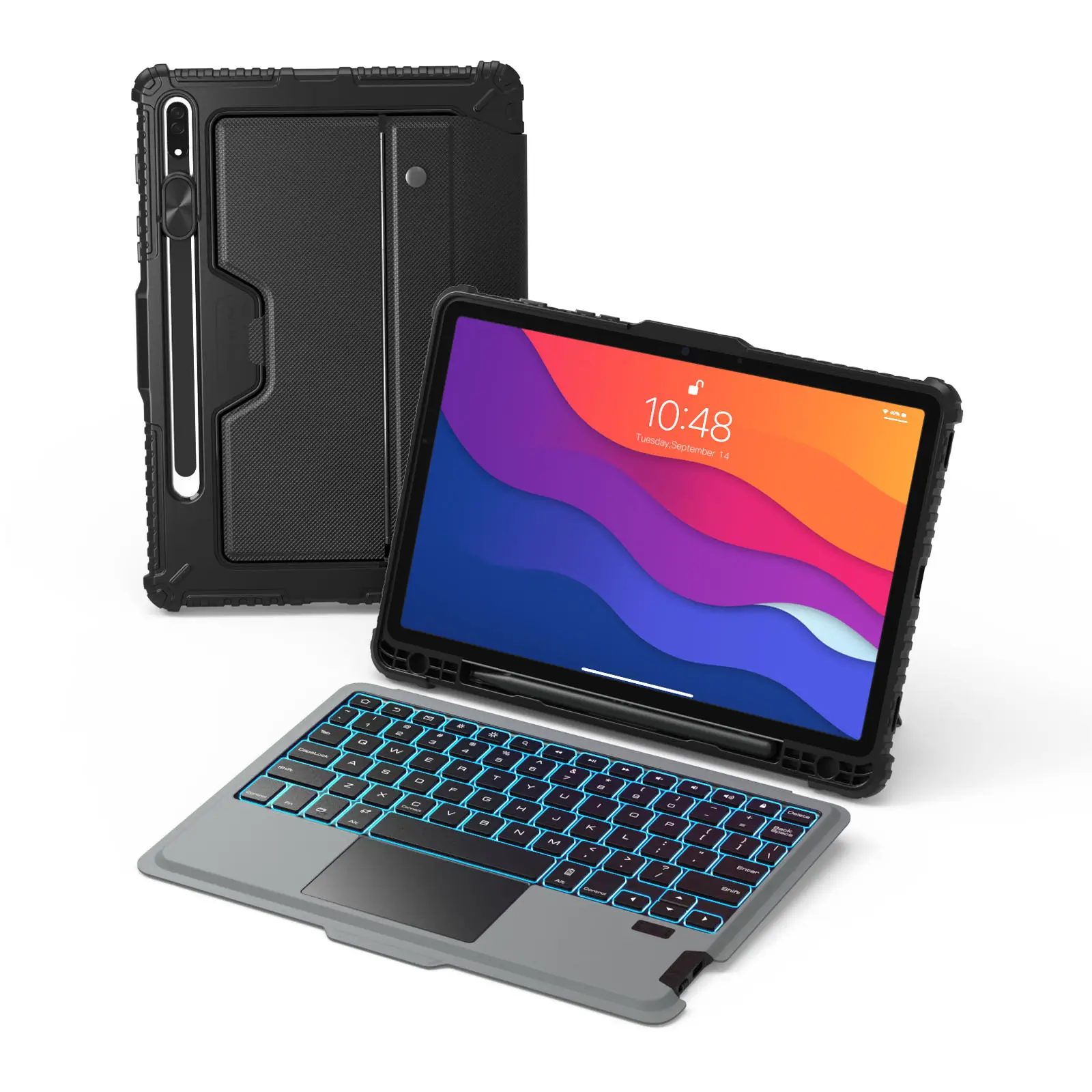 Bumper Combo Backlit Keyboard Case (Black) for Galaxy Tablet Series - Image 22