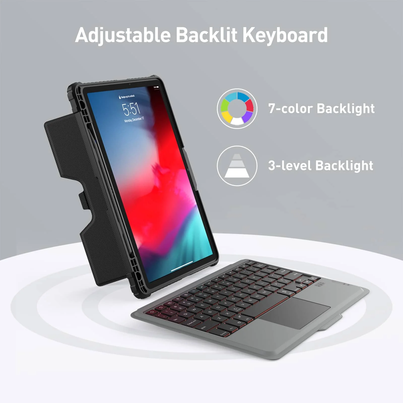 Bumper Combo Backlit Keyboard Case (Black) for Galaxy Tablet Series - Image 56
