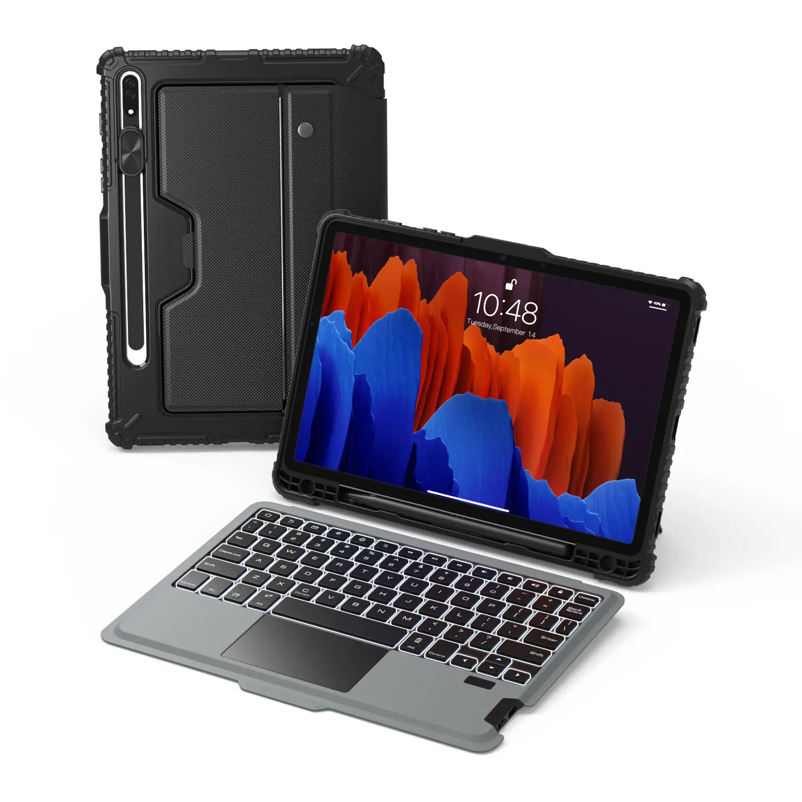 Bumper Combo Backlit Keyboard Case (Black) for Galaxy Tablet Series - Image 7