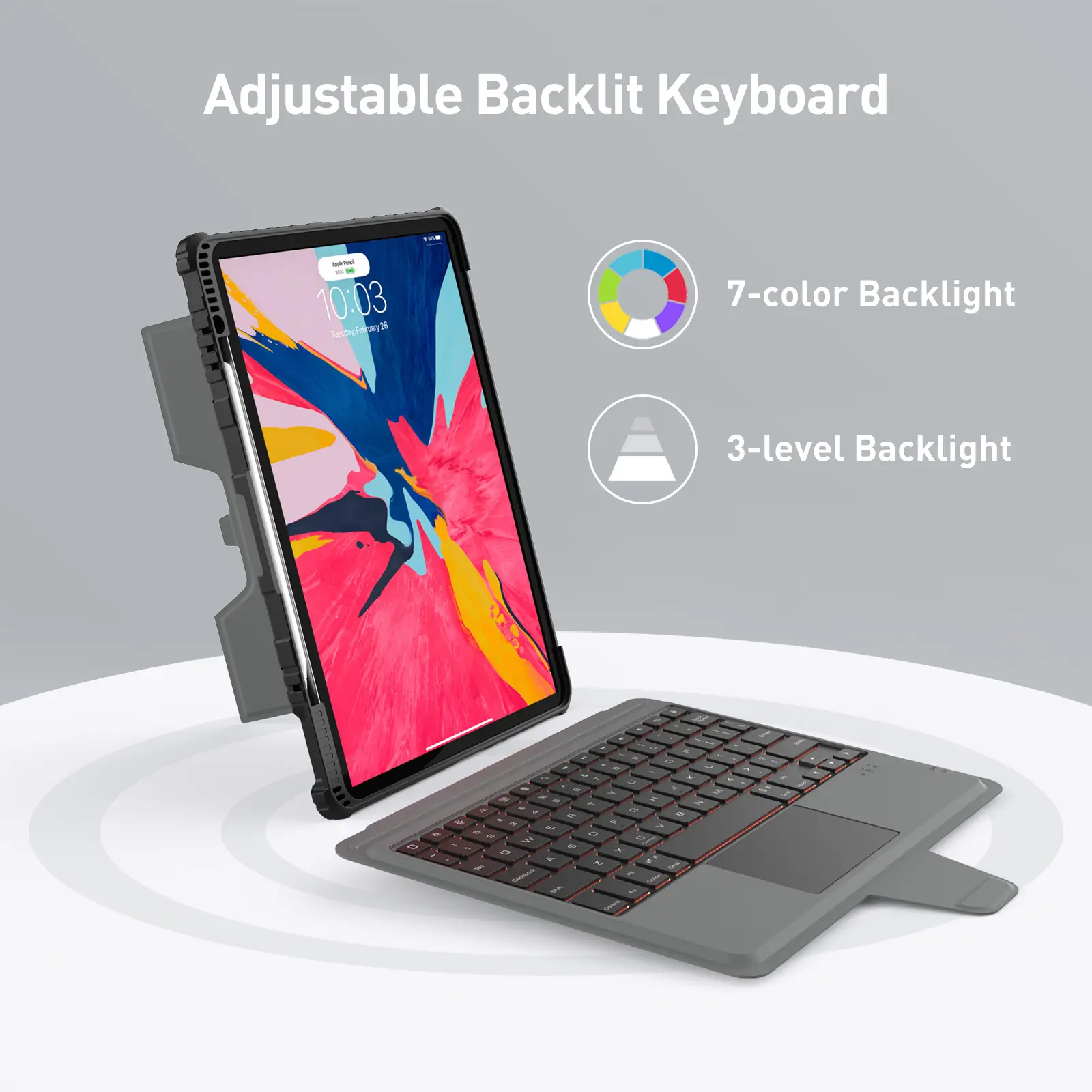 Bumper Combo Backlit Keyboard Case (Black) for iPad Series - Image 56