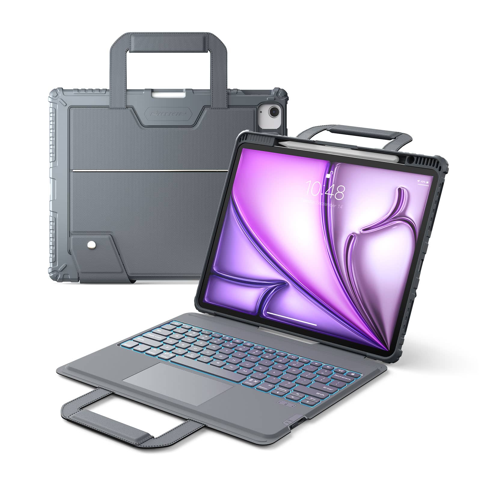 Carry Go Portable Handle Backlit Keyboard Case (Grey) for iPad Series - Image 17