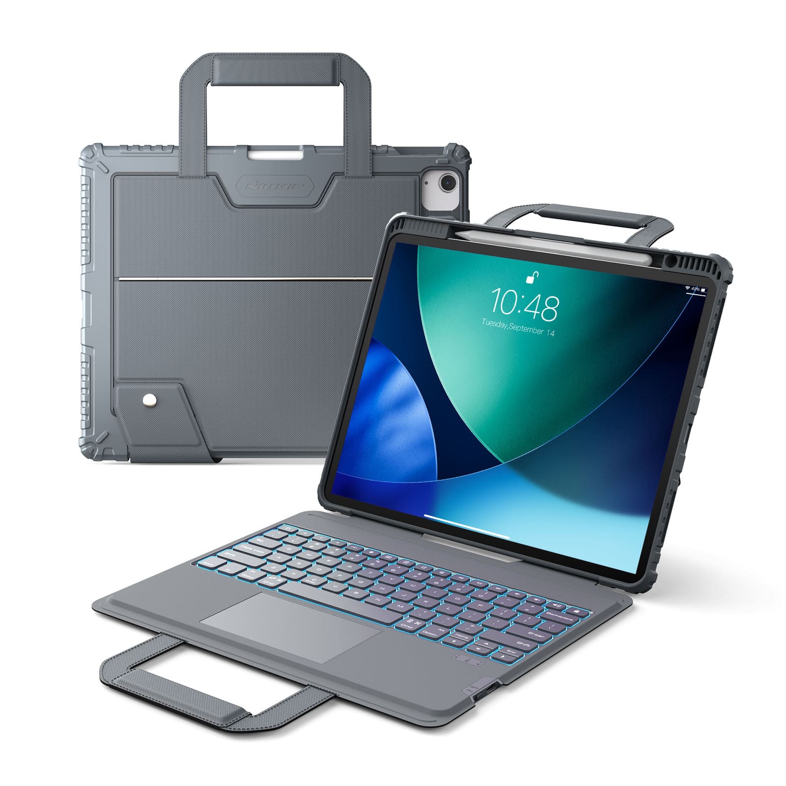 Carry Go Portable Handle Backlit Keyboard Case (Grey) for iPad Series - Image 25