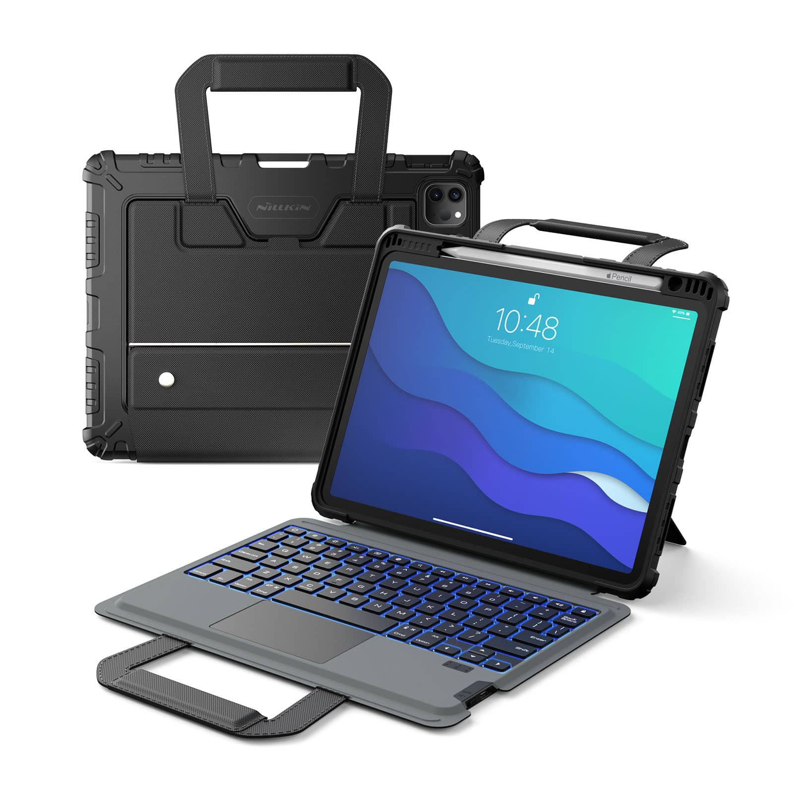 Carry Go Portable Handle Backlit Keyboard Case (Black) for iPad Series - Image 10