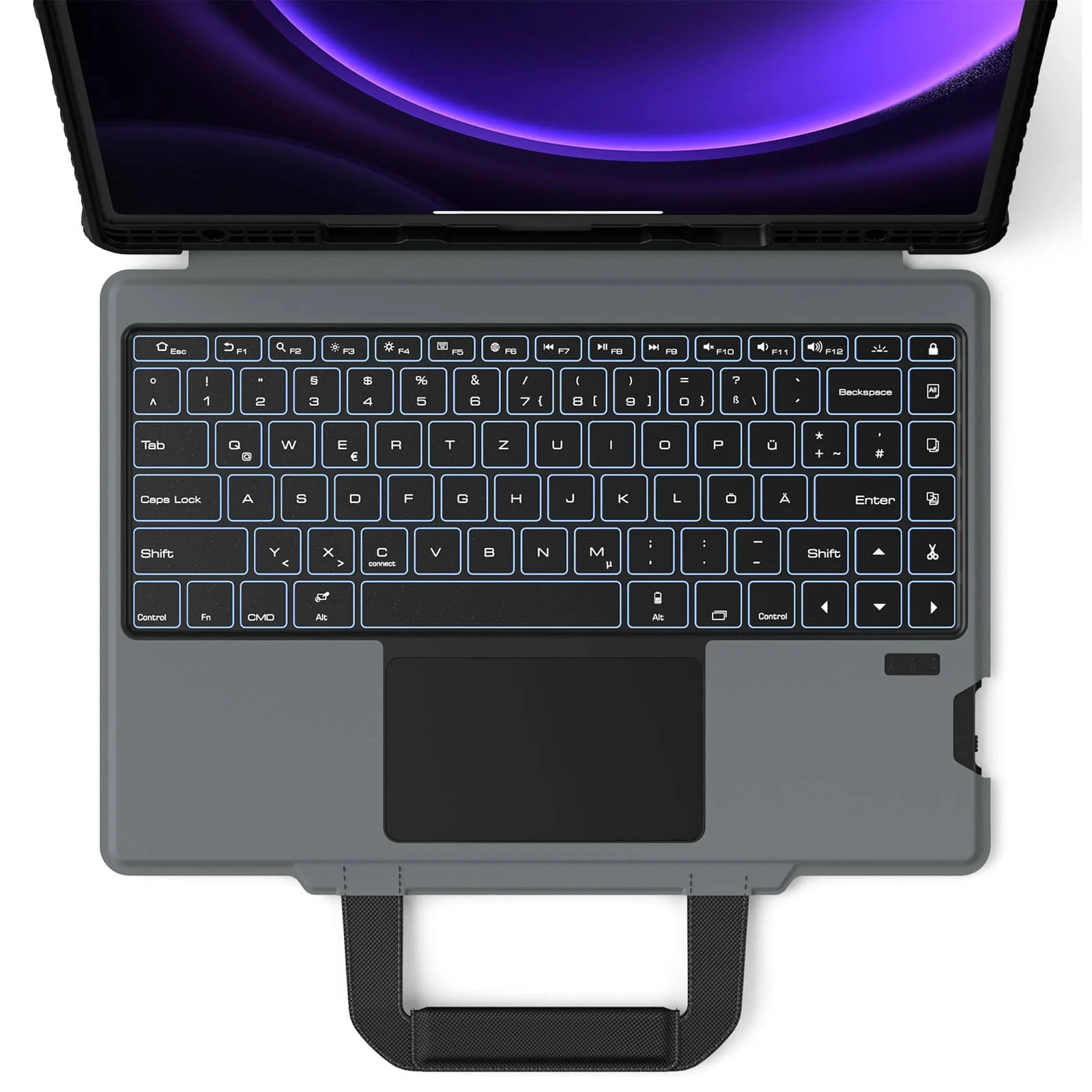Carry Go Portable Handle Backlit Keyboard Case (Black) for Galaxy Tablet Series - Image 6