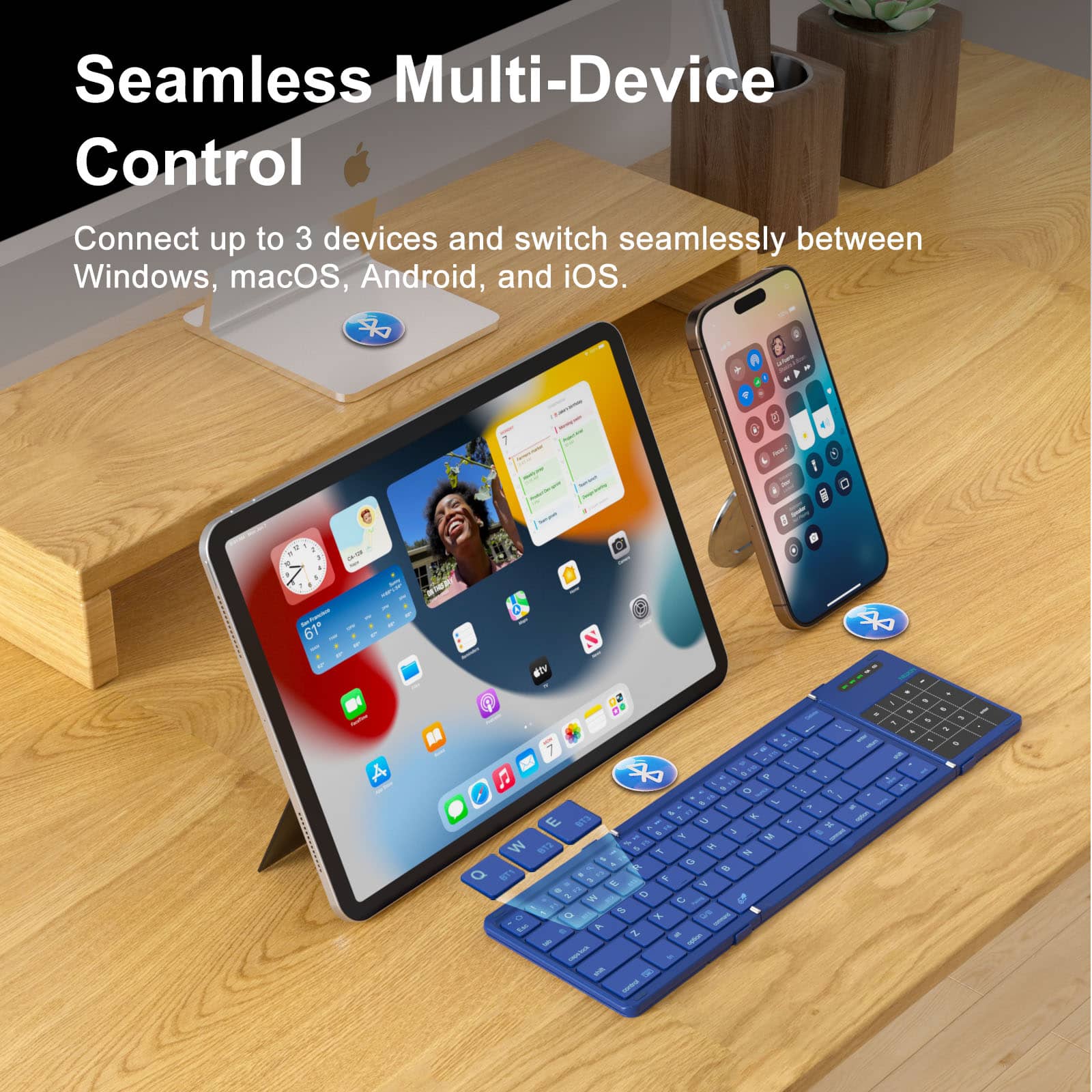 Cube Pocket Foldable Keyboard & FiberSnap Triple Phone Grip Holder - Image 16