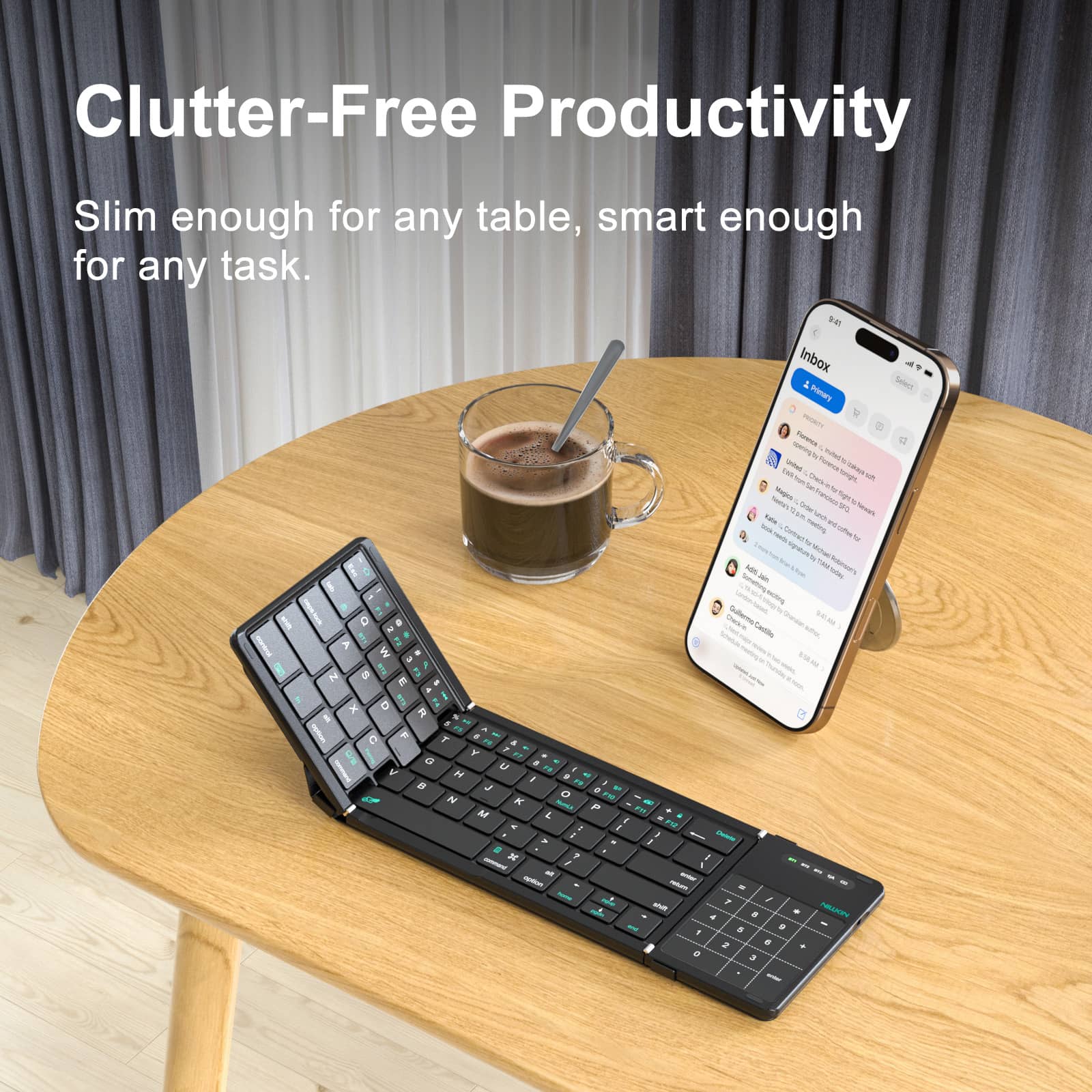 Cube Pocket Foldable Keyboard & FiberSnap Triple Phone Grip Holder - Image 4