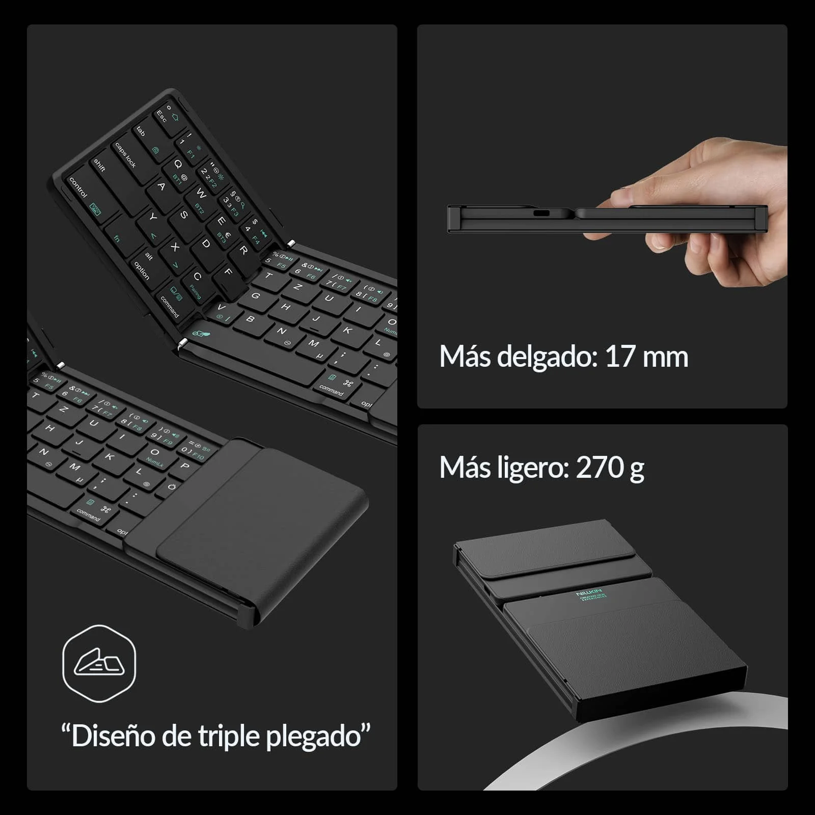 Cube Pocket Foldable Keyboard & FiberSnap Triple Phone Grip Holder - Image 47