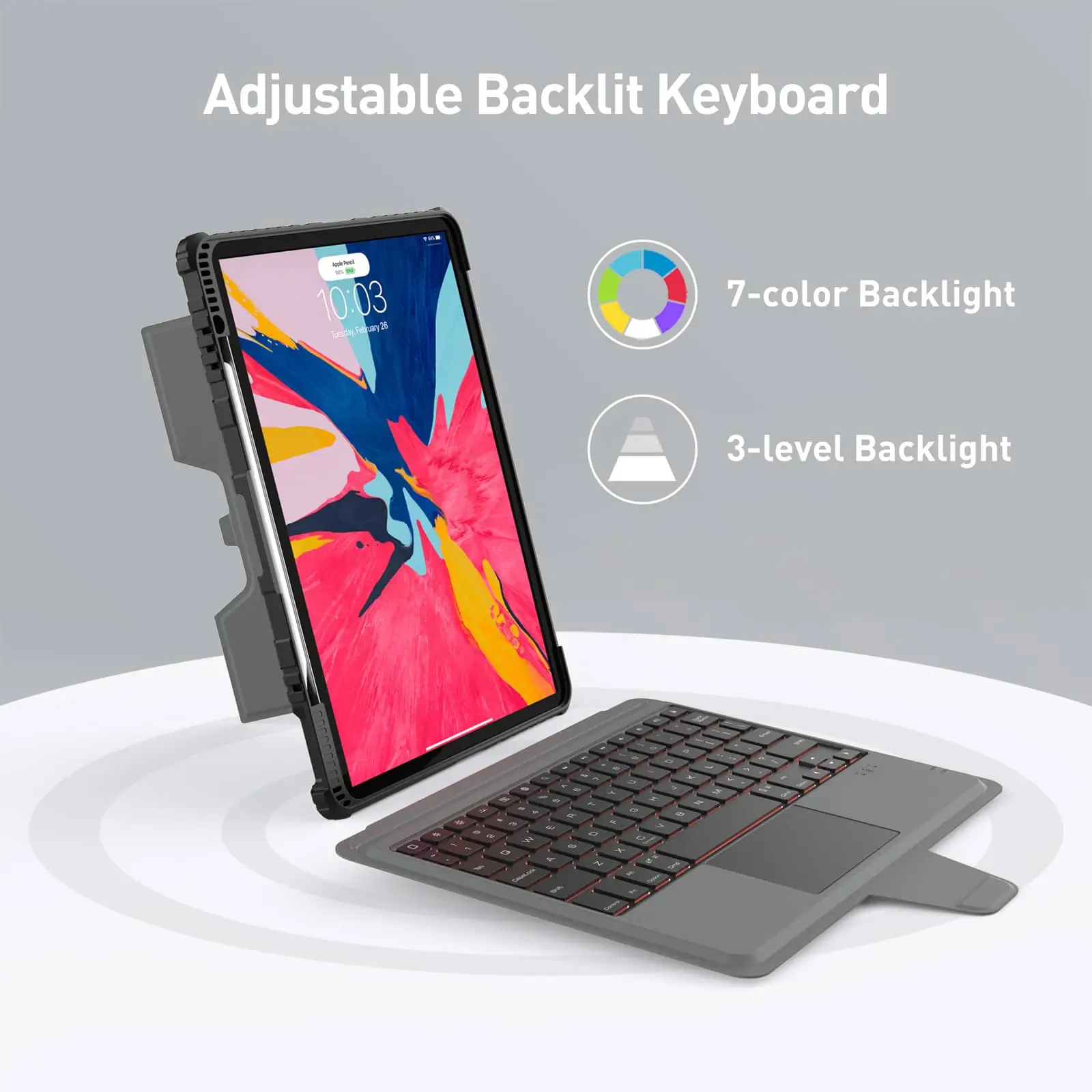 Custom Engraved Name Backlit Keyboard Case with Gift Box for iPad Series - Image 46