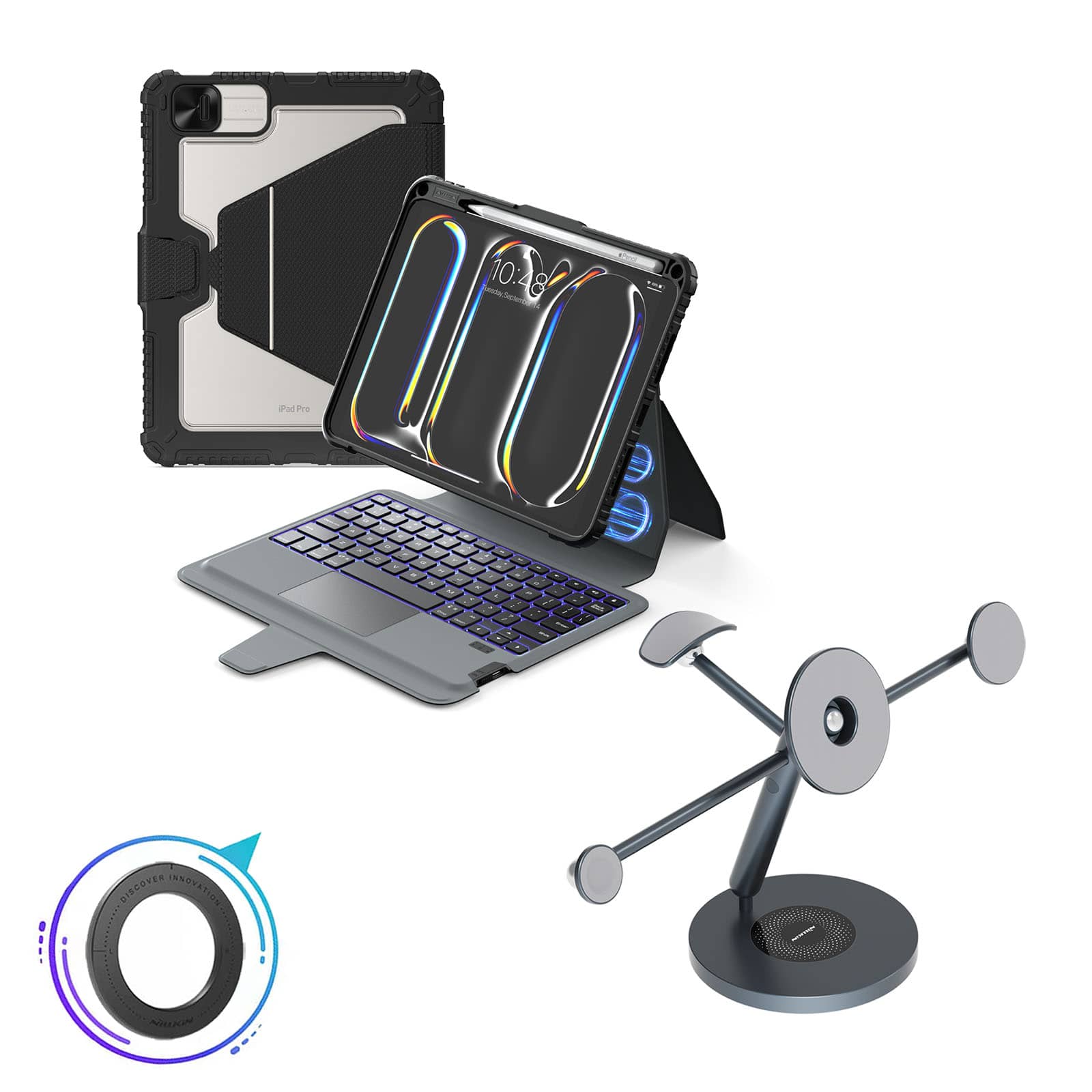 Magnetic Bumper Link Backlit Keyboard Case (Black) with Magnetic Stand for iPad Series - Image 100