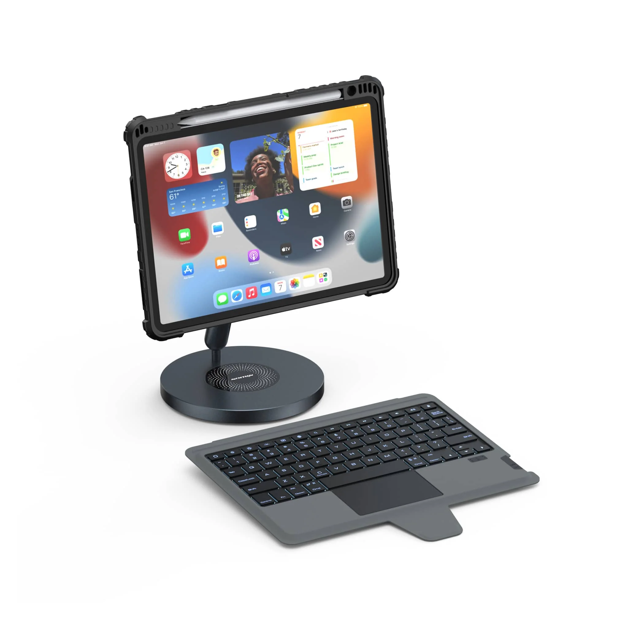 Magnetic Bumper Link Backlit Keyboard Case (Black) with Magnetic Stand for iPad Series - Image 104