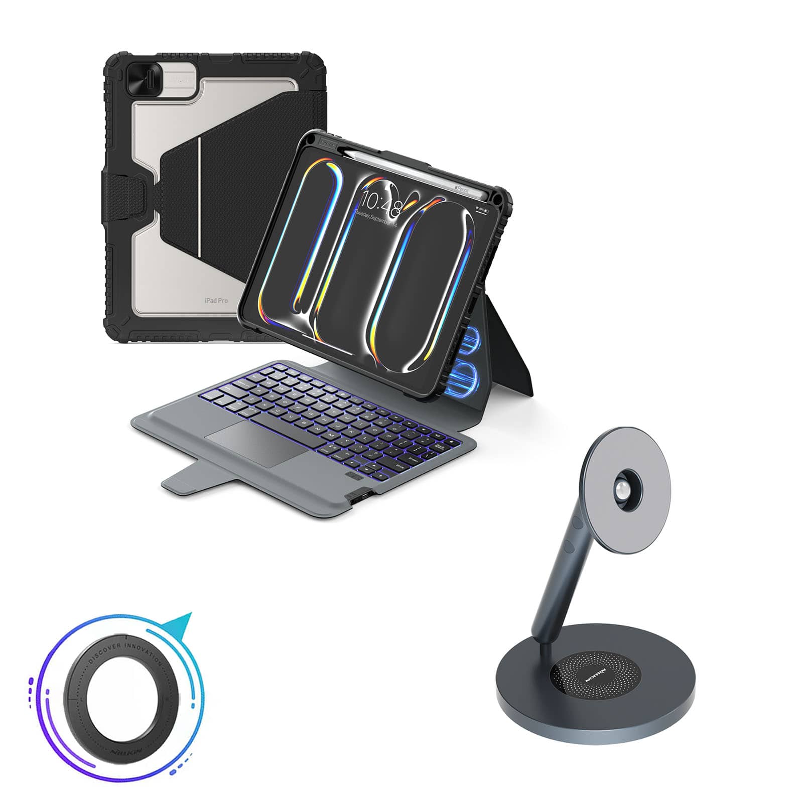 Magnetic Bumper Link Backlit Keyboard Case (Black) with Magnetic Stand for iPad Series - Image 92