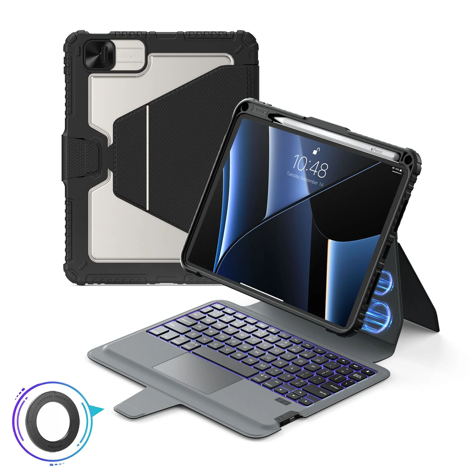 Magnetic Bumper Link Backlit Keyboard Case (Black) for iPad Series - Image 100