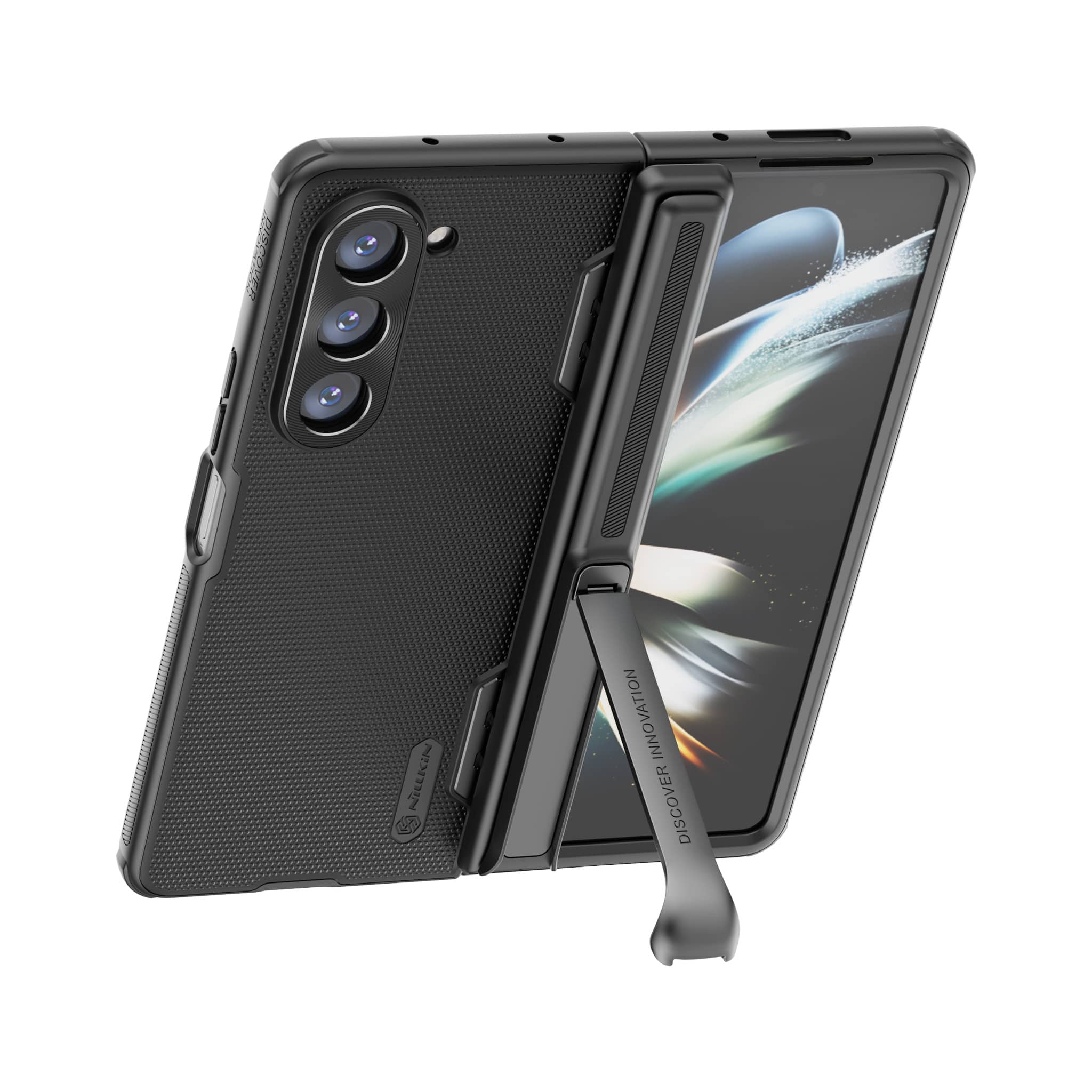Super Frosted Shield Fold Case with Hidden Stand for Galaxy Z Fold 5 - Image 5